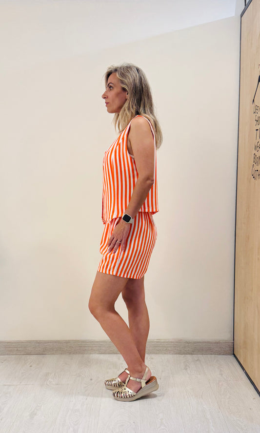 CONJUNTO VERANO RAYAS NARANJA