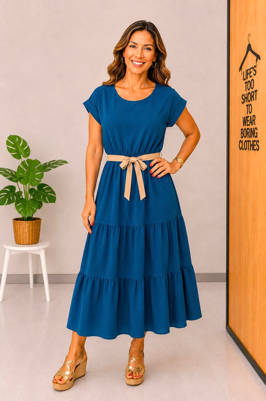 VESTIDO LISO VOLANTES