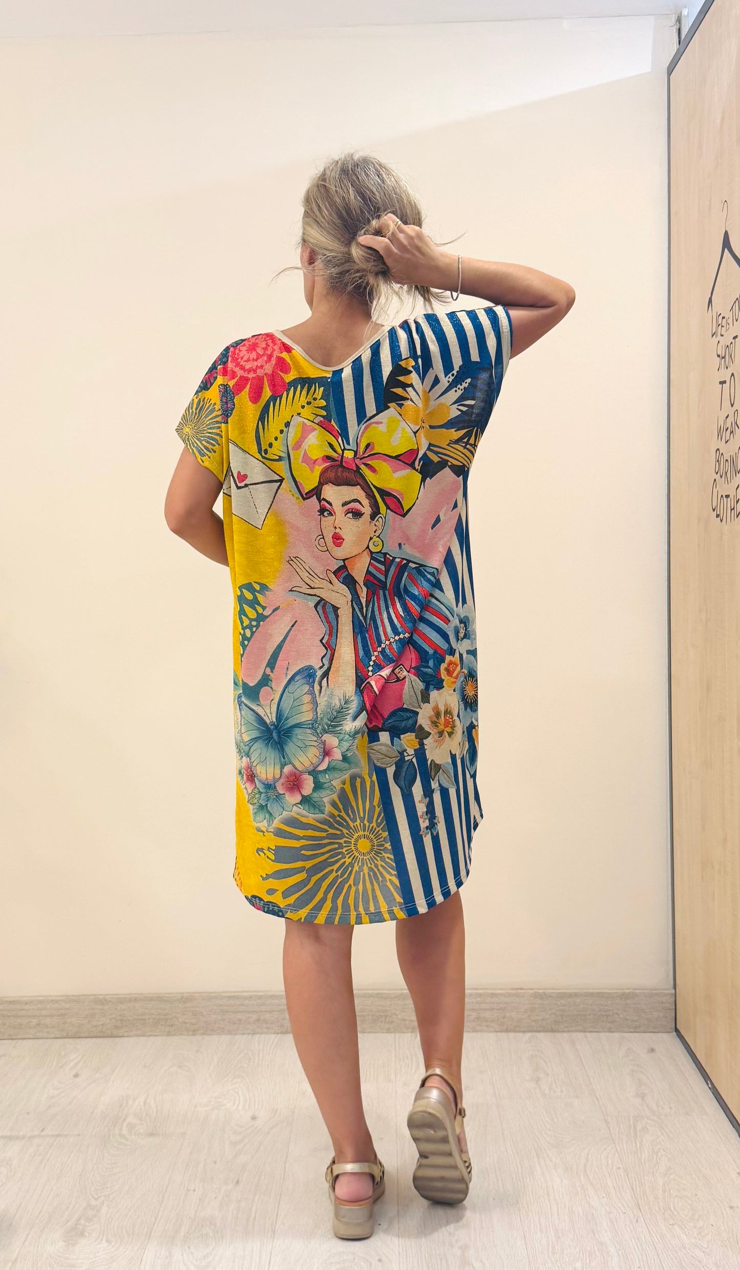 VESTIDO LUREX ESTAMPADO