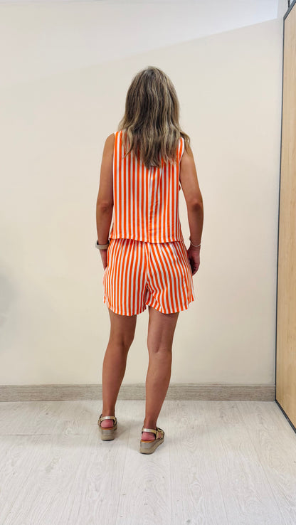 CONJUNTO VERANO RAYAS NARANJA