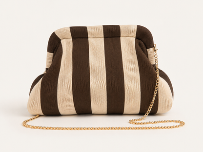 Bolso Clutch Rayas Chocolate & Vainilla