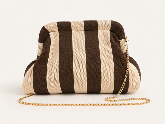 Bolso Clutch Rayas Chocolate & Vainilla
