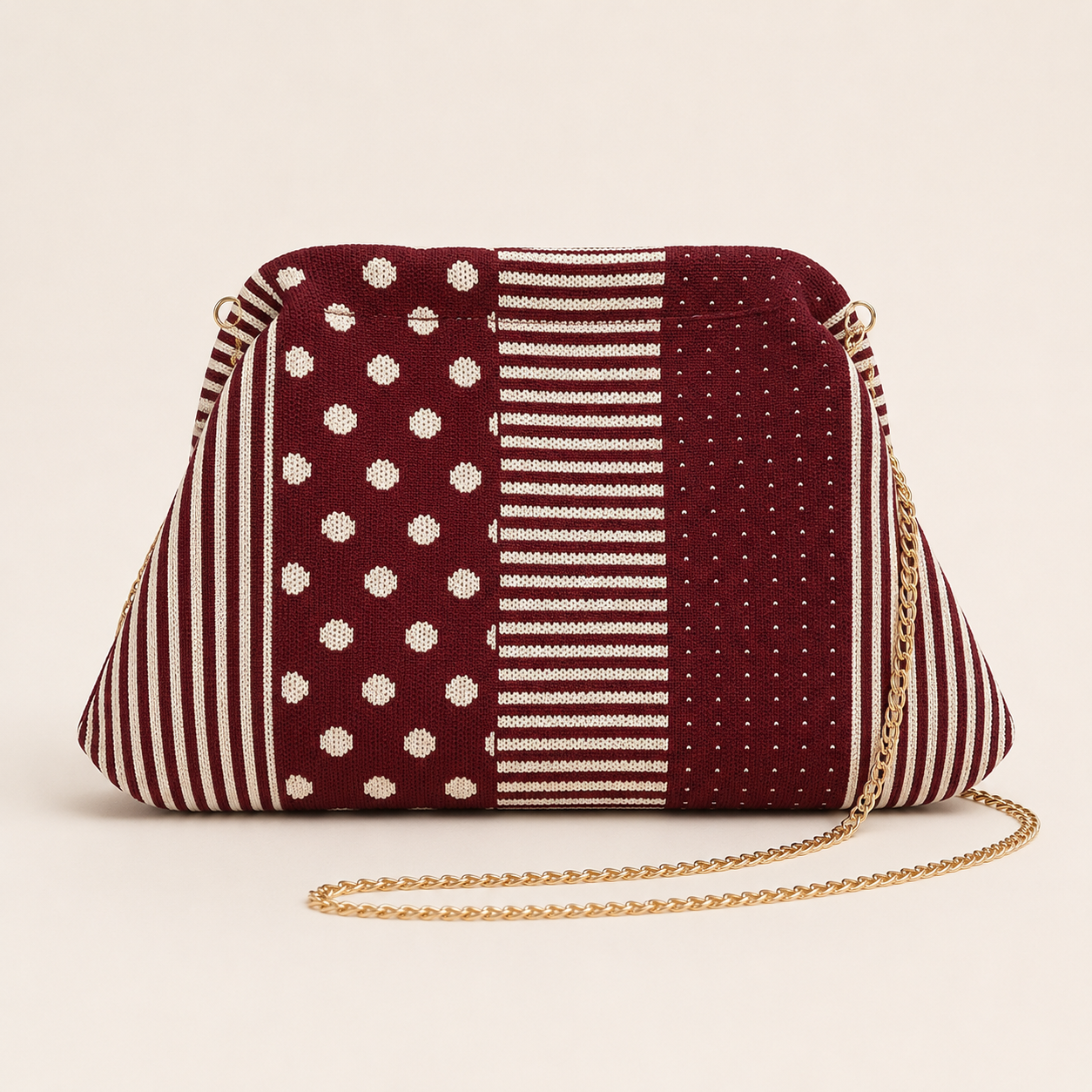 Bolso Clutch Burdeos Patchwork