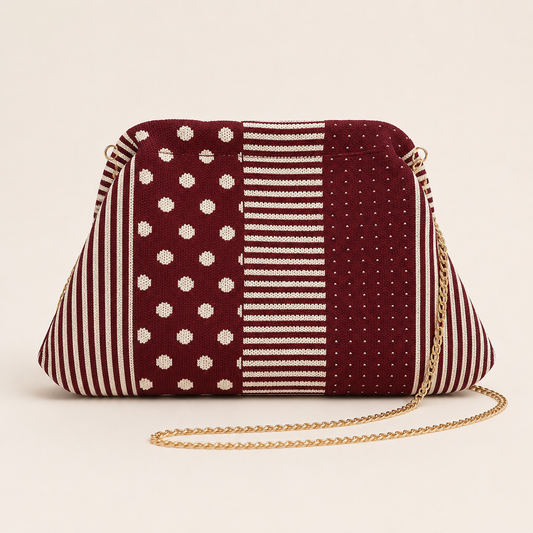 Bolso Clutch Burdeos Patchwork